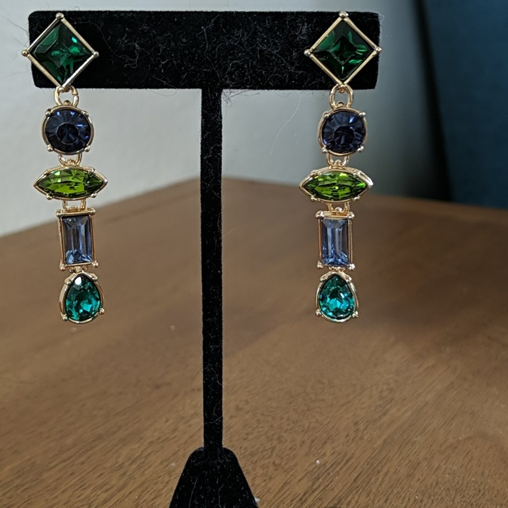 Stylish sparkle Green drop earrings